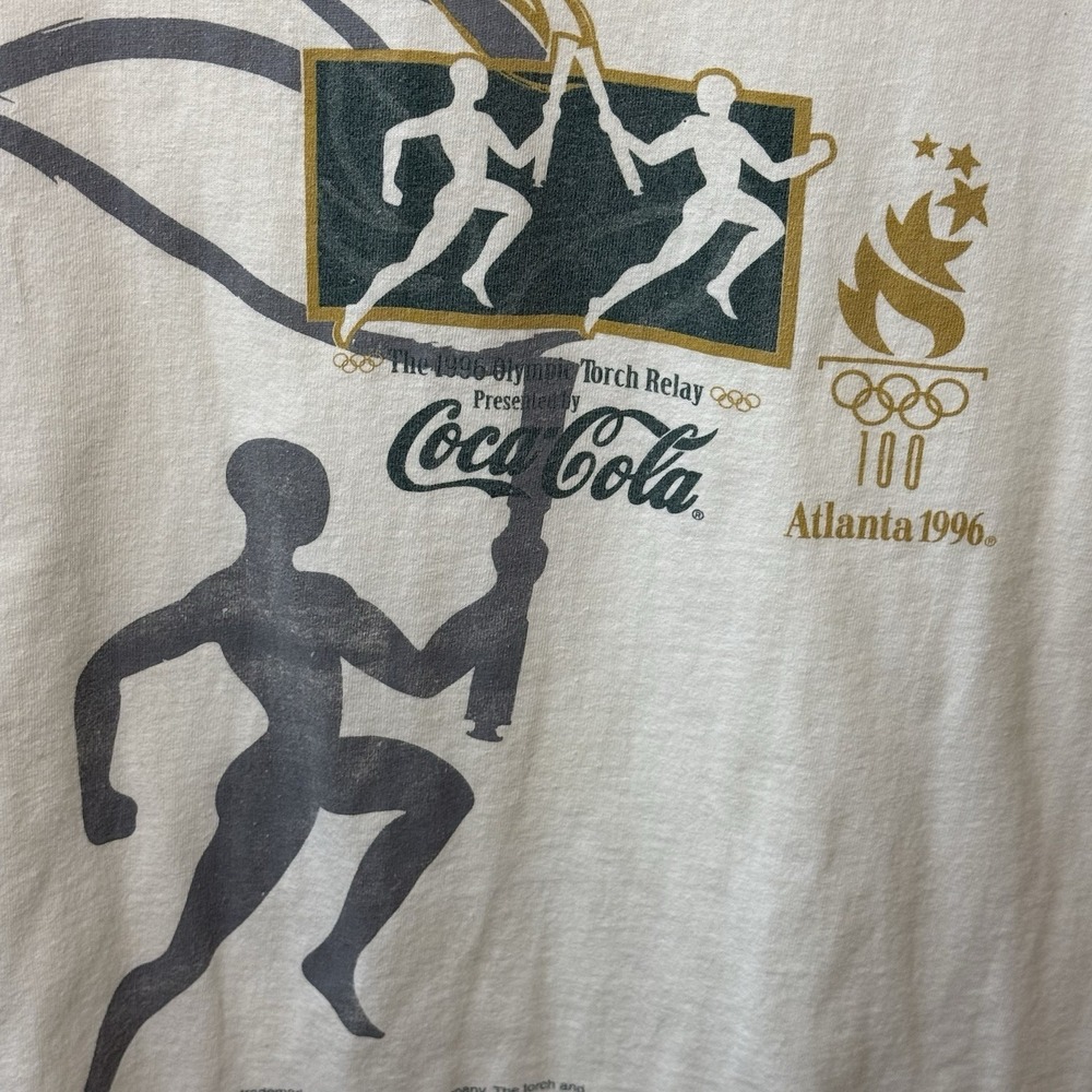 Vintage 1996 Atlanta Olympics Coca-Cola Torch Relay T Shirt USA Hanes XL - Picture 2 of 5